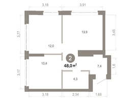 Продается 2-комнатная квартира  Квартал Молодость, дом 1, 48  м&sup2;, 7570000 рублей