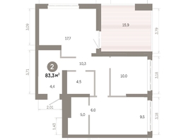 Продается 2-комнатная квартира  Квартал Молодость, дом 1, 83.29  м&sup2;, 13310000 рублей