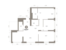 Продается 3-комнатная квартира  Квартал Молодость, дом 1, 92.62  м&sup2;, 14450000 рублей