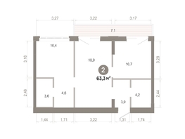 Продается 2-комнатная квартира  Квартал Молодость, дом 1, 63.33  м&sup2;, 9830000 рублей