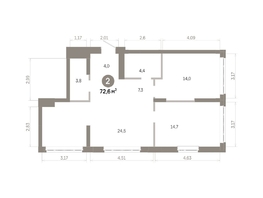 Продается 2-комнатная квартира  Квартал Молодость, дом 1, 72.58  м&sup2;, 11310000 рублей
