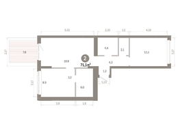 Продается 2-комнатная квартира  Квартал Молодость, дом 1, 71.07  м&sup2;, 12550000 рублей