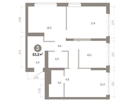 Продается 3-комнатная квартира  Квартал Молодость, дом 1, 83.23  м&sup2;, 14200000 рублей