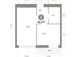 Продается 1-комнатная квартира  Квартал Молодость, дом 1, 41.07  м&sup2;, 6900000 рублей