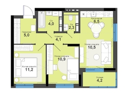 Продается 3-комнатная квартира ЖК Тайгинский парк, дом 5, 58.7  м&sup2;, 8620000 рублей