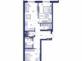Продается 3-комнатная квартира ЖК Горизонт, дом 2, 67.1  м&sup2;, 10350000 рублей