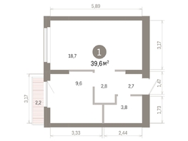 Продается 1-комнатная квартира ЖК Пшеница, 6.1, 39.64  м&sup2;, 6060000 рублей
