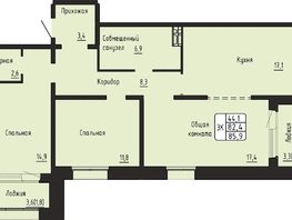 Продается 3-комнатная квартира ЖК Гренландия, Лес дом №6, 85.9  м&sup2;, 9350000 рублей