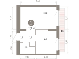 Продается 1-комнатная квартира ЖК Пшеница, 6.1, 37.14  м&sup2;, 5800000 рублей