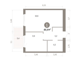 Продается 1-комнатная квартира ЖК Пшеница, дом 5.2, 44.36  м&sup2;, 6760000 рублей