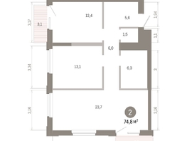 Продается 2-комнатная квартира ЖК Город на озере, 74.77  м&sup2;, 15760000 рублей