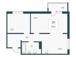 Продается 2-комнатная квартира ЖК Эко-квартал на Кедровой, д 3 сек 1, 59.1  м&sup2;, 7100000 рублей