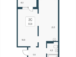 Продается 2-комнатная квартира ЖК Эко-квартал на Кедровой, д 3 сек 2, 54.1  м&sup2;, 7153000 рублей