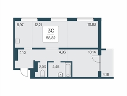 Продается 3-комнатная квартира ЖК Эко-квартал на Кедровой, дом 7, 58.82  м&sup2;, 6900000 рублей