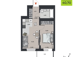 Продается 2-комнатная квартира ЖК ДНК, 40.7  м&sup2;, 6187200 рублей