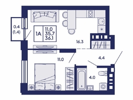 Продается 1-комнатная квартира ЖК Сила леса, корп 2, 36.1  м&sup2;, 6850000 рублей