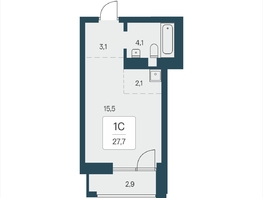 Продается Студия ЖК Расцветай на Кропоткина, дом 2, 27.7  м&sup2;, 6200000 рублей