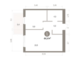 Продается 1-комнатная квартира ЖК Пшеница, дом 5.2, 44.36  м&sup2;, 6760000 рублей
