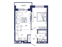 Продается 2-комнатная квартира ЖК Сподвижники, дом 2, 41.8  м&sup2;, 5300000 рублей