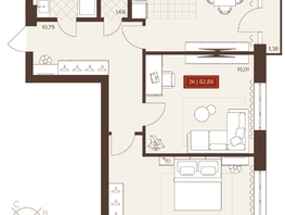Продается 2-комнатная квартира ЖК Невский, 62.86  м&sup2;, 9870000 рублей