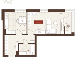Продается 1-комнатная квартира ЖК Невский, 45.86  м&sup2;, 7340000 рублей