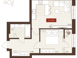 Продается 2-комнатная квартира ЖК Невский, 46.5  м&sup2;, 7680000 рублей