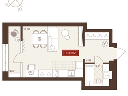 Продается Студия ЖК Невский, 31.12  м&sup2;, 5300000 рублей
