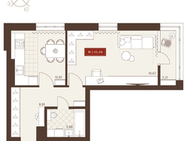 Продается 1-комнатная квартира ЖК Невский, 45.48  м&sup2;, 7750000 рублей