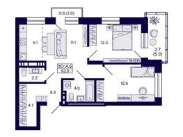 Продается 3-комнатная квартира ЖК Сподвижники, дом 1, 63.9  м&sup2;, 9500000 рублей