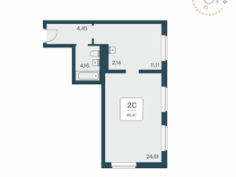 Продается Апартамент АК Тайм Парк, 46.5  м&sup2;, 6400000 рублей