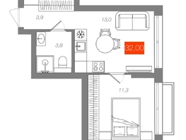 Продается 1-комнатная квартира  Квартал ЩА, сек 2.1, 32  м&sup2;, 6990000 рублей