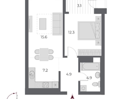 Продается 2-комнатная квартира ЖК ОСКАР, дом 1, 48  м&sup2;, 11890000 рублей