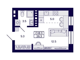 Продается Студия ЖК Сподвижники, дом 1, 26.3  м&sup2;, 4400000 рублей