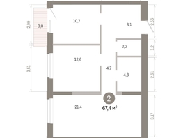 Продается 2-комнатная квартира ЖК Город на озере, 67.44  м&sup2;, 14500000 рублей