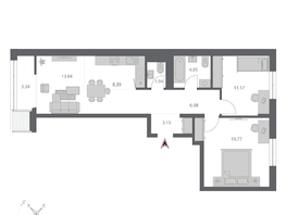 Продается 3-комнатная квартира ЖК Беринг, дом 3, 72.93  м&sup2;, 13070000 рублей