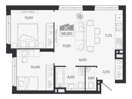 Продается 3-комнатная квартира ЖК Ясный берег, дом 33, 56.9  м&sup2;, 9114000 рублей