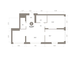 Продается 2-комнатная квартира  Квартал Молодость, дом 1, 71.76  м&sup2;, 11300000 рублей