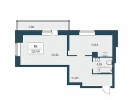 Продается 1-комнатная квартира ЖК Расцветай на Зорге, дом 2, 53.3  м&sup2;, 5950000 рублей