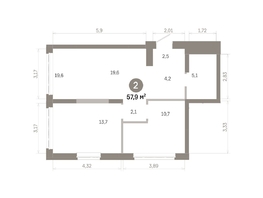 Продается 2-комнатная квартира  Квартал Молодость, дом 1, 57.94  м&sup2;, 10920000 рублей