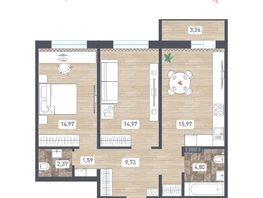 Продается 2-комнатная квартира ЖК Радуга Сибири, дом 14, 66.03  м&sup2;, 6536970 рублей