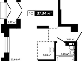 Продается Студия ЖК Платина, 34.57  м&sup2;, 12764000 рублей