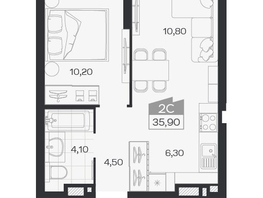 Продается 2-комнатная квартира ЖК Ясный берег, дом 33, 35.9  м&sup2;, 7143000 рублей