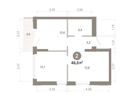 Продается 2-комнатная квартира  Квартал Молодость, дом 1, 46.5  м&sup2;, 7680000 рублей