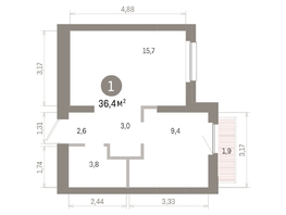 Продается 1-комнатная квартира ЖК Лебедевский квартал, д 1, 36.4  м&sup2;, 7340000 рублей