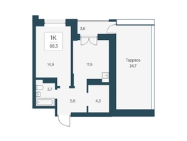 Продается 1-комнатная квартира ЖК Расцветай на Кропоткина, дом 1, 68.3  м&sup2;, 10350000 рублей