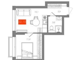 Продается 1-комнатная квартира  Квартал ЩА, сек 2.1, 32.1  м&sup2;, 7590000 рублей