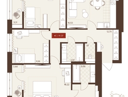 Продается 4-комнатная квартира ЖК Невский, 91.35  м&sup2;, 14700000 рублей