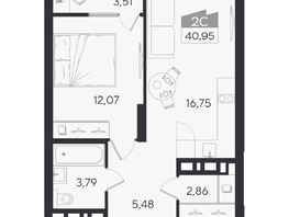 Продается 2-комнатная квартира ЖК Ясный берег, дом 10, бс 6-7, 44.67  м&sup2;, 7836000 рублей