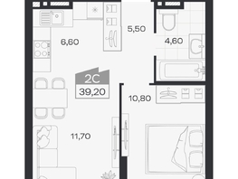 Продается 2-комнатная квартира ЖК Ясный берег, дом 32, 39.2  м&sup2;, 7889000 рублей