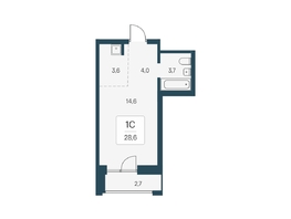 Продается Студия ЖК Расцветай на Кропоткина, дом 1, 28.6  м&sup2;, 6850000 рублей